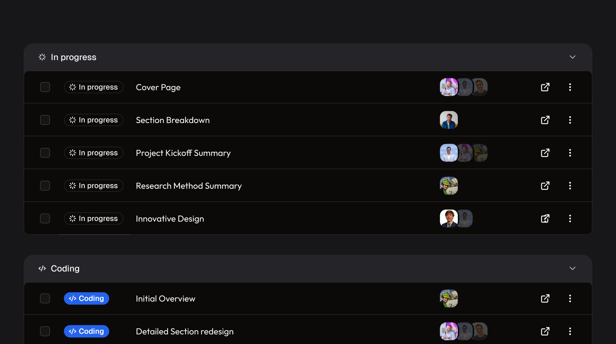 Itera product interface screenshot - Iteration dashboard